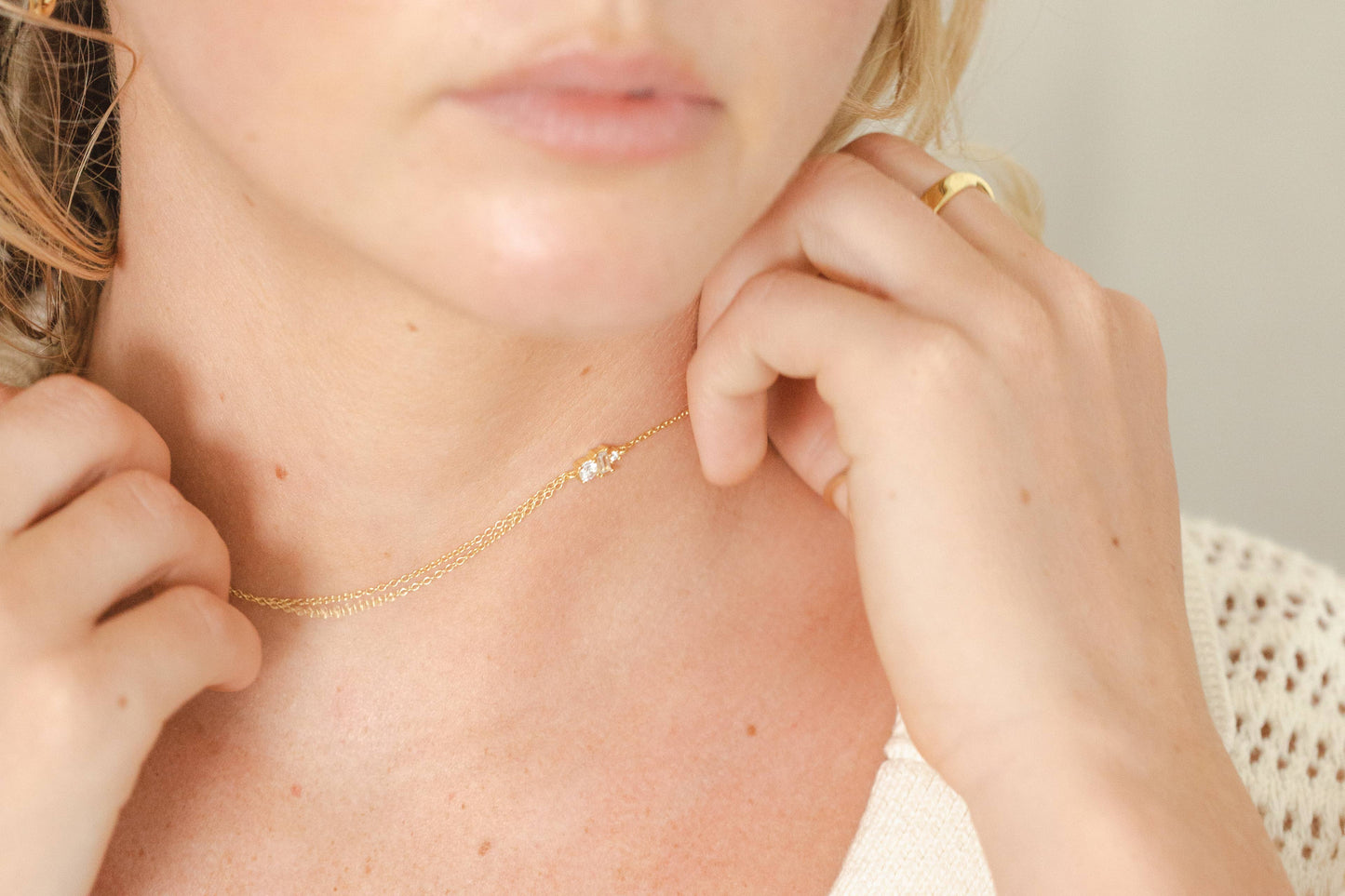 Josephine Double Gold Chain Necklace