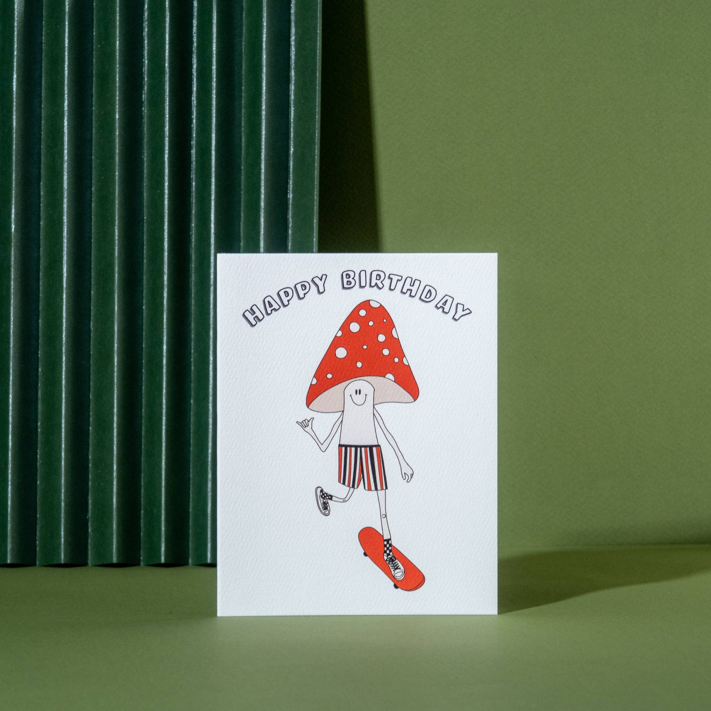 Mushroom Skating Birthday Card