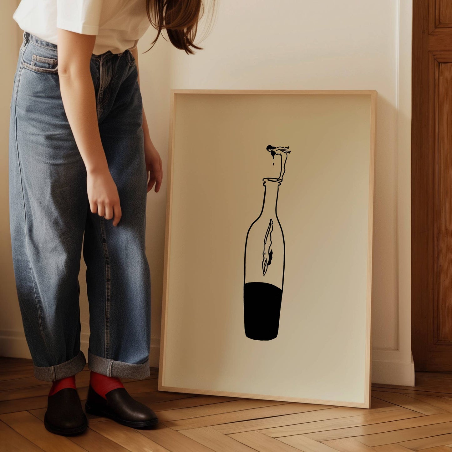 Wine Dive Minimal Art Print | Large