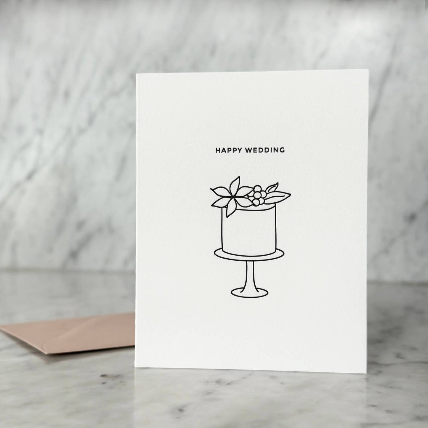 Linework Wedding Cake Letterpress Greeting Card