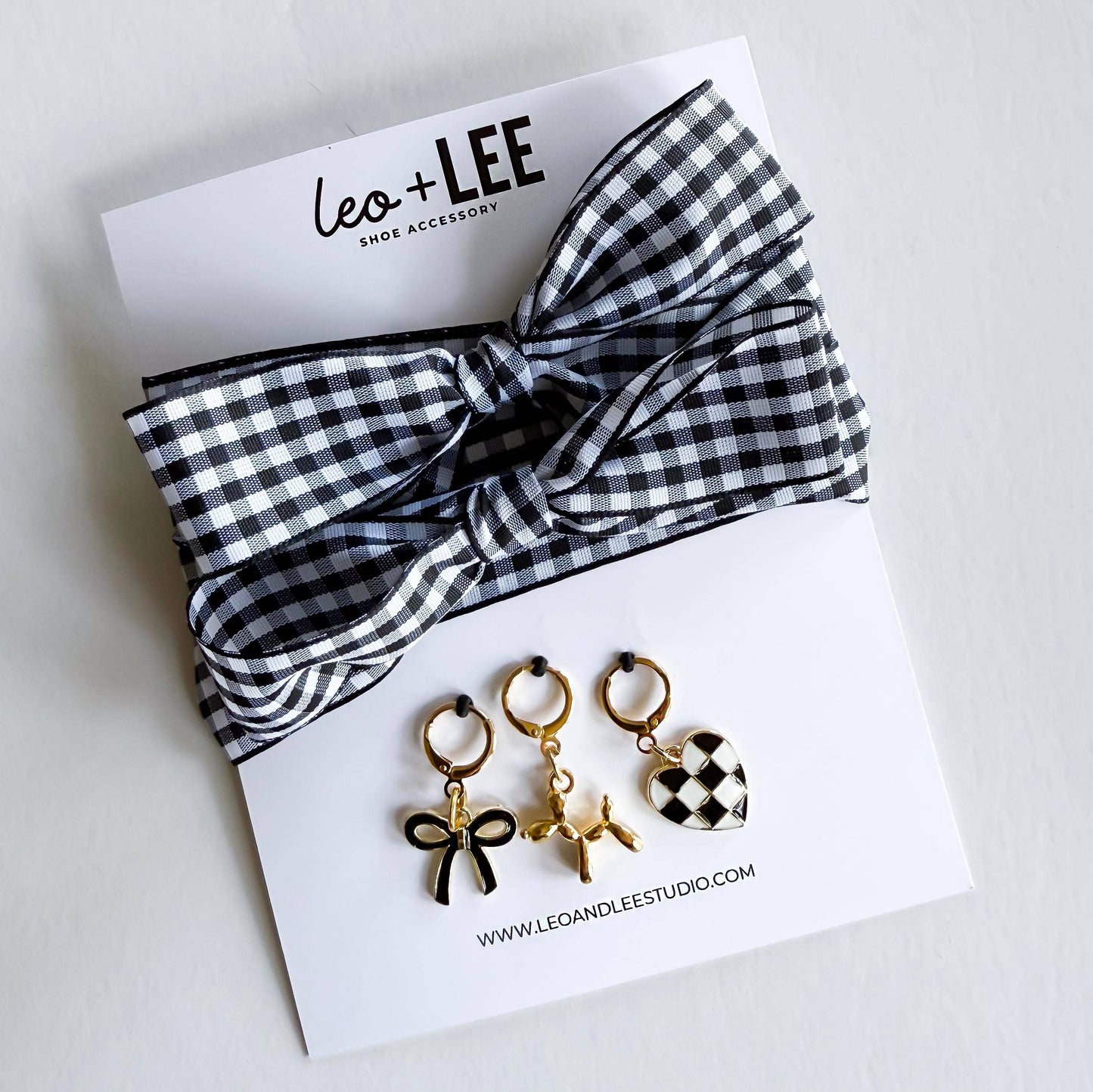 Sneaker Charms and Laces Set | Black Gingham Laces