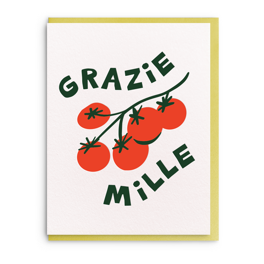 Grazie Mille, Letterpress Thank You Greeting Card