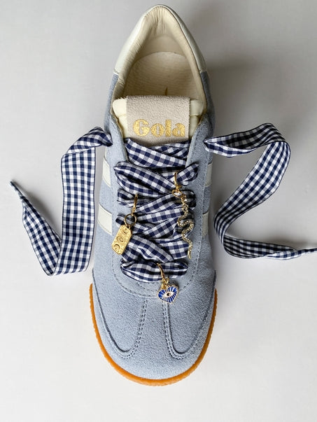 Sneaker Charms and Laces Set | Navy Gingham Laces