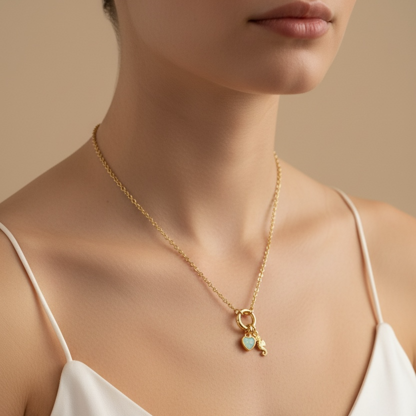 18k Gold Filled Rolo Chain Necklace Featuring Carabiner Clasp: 16 inches