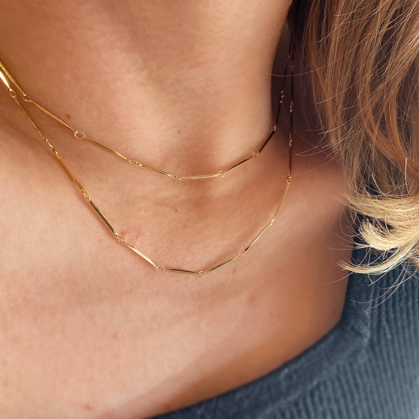 18k Gold Filled 1mm Diamond Cut Straw Chain | 16 inches