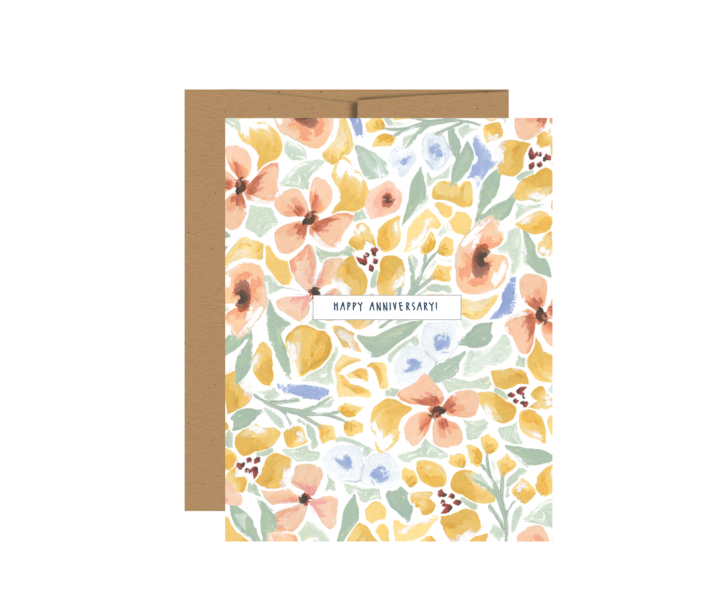 Yellow Floral Happy Anniversary Card