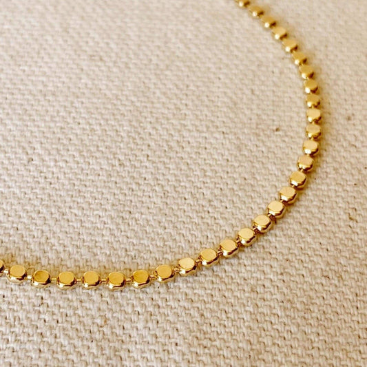 18k Gold Filled 2mm Dot Ball Bracelet | 6 inches +1 inch extender