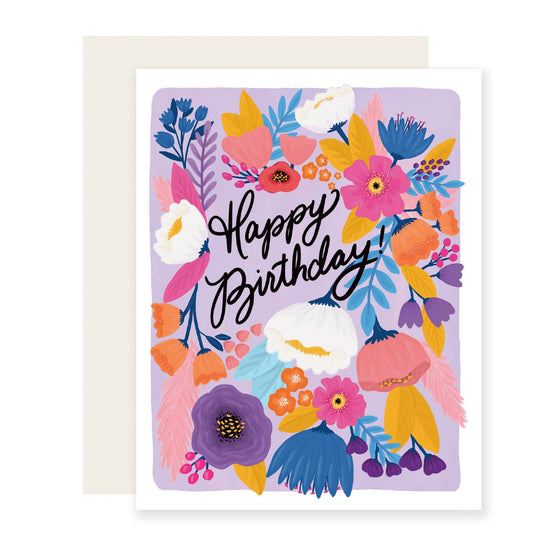 Colorful Floral Fiesta Birthday Card