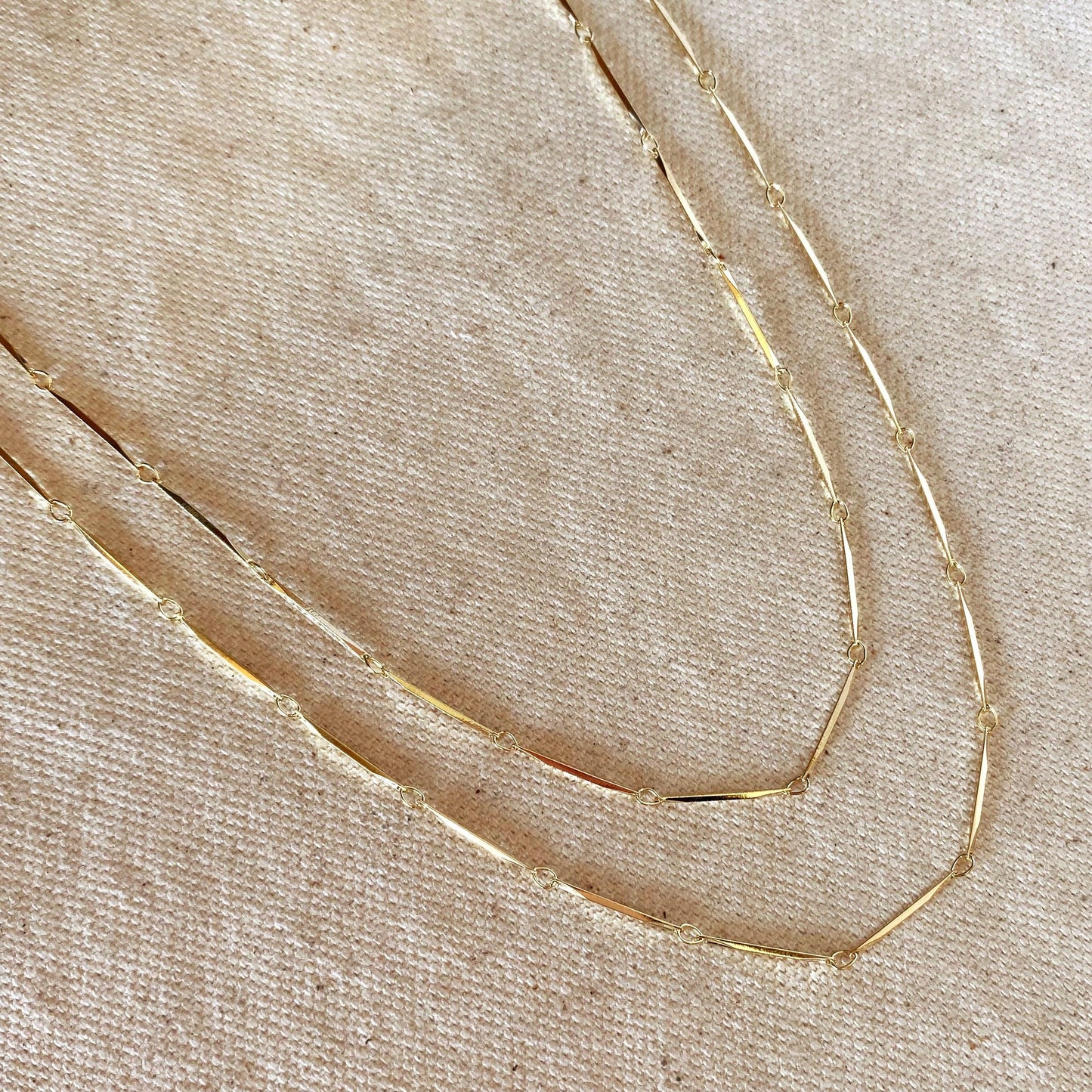 18k Gold Filled 1mm Diamond Cut Straw Chain | 16 inches