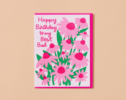 Letterpress Birthday Card | Best Bud Bday