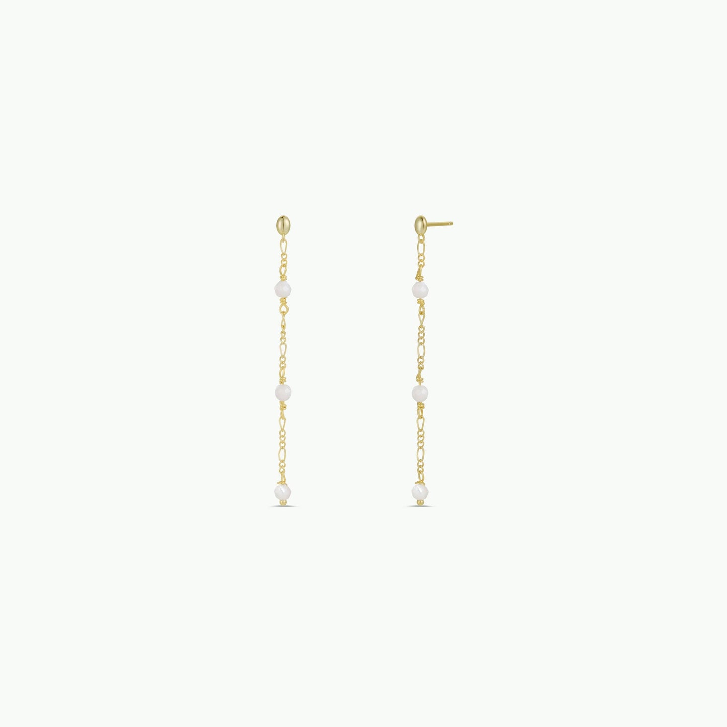 Gemstone Chain Drop Earrings | Mother of Pearl