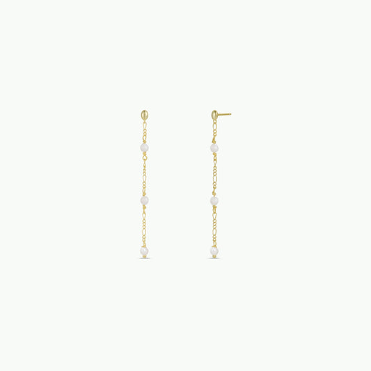 Gemstone Chain Drop Earrings | Mother of Pearl