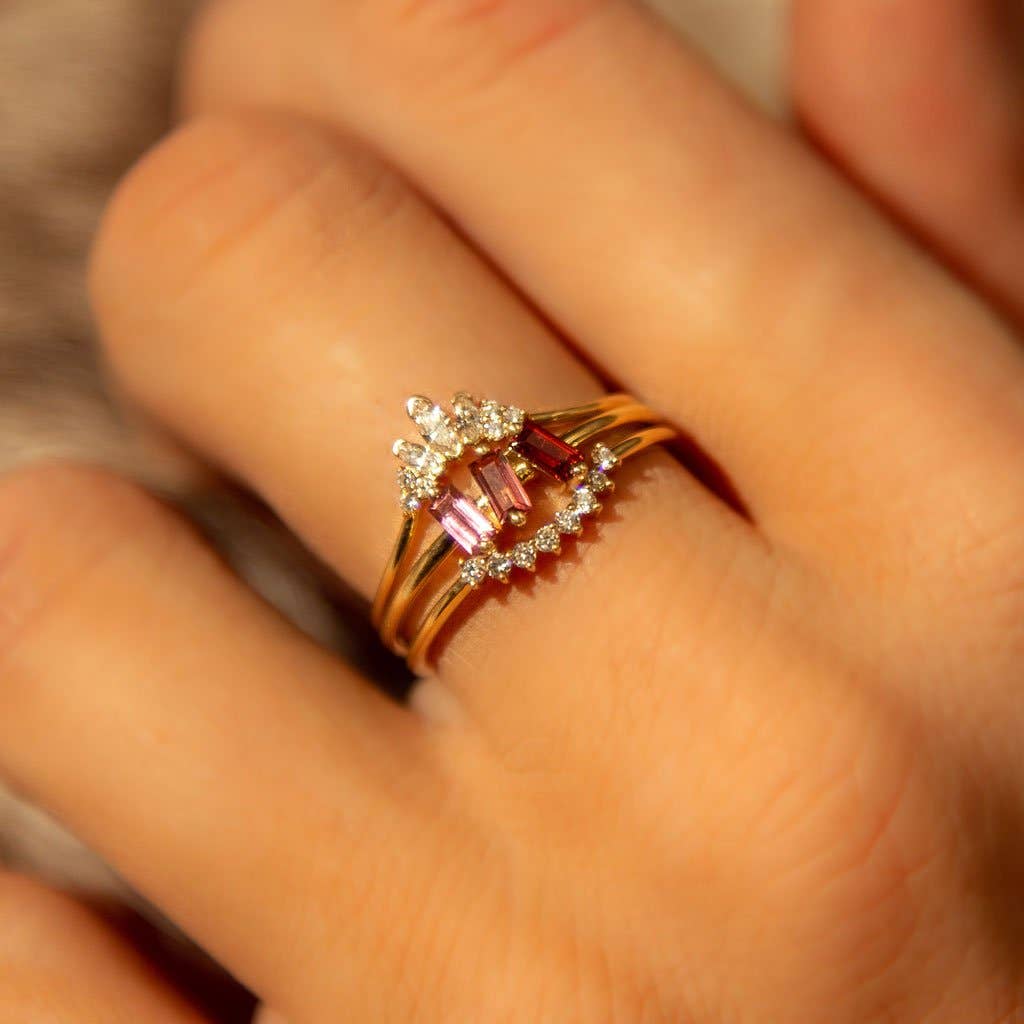 Solid Gold Yellow Gold Cascade Ring: 6