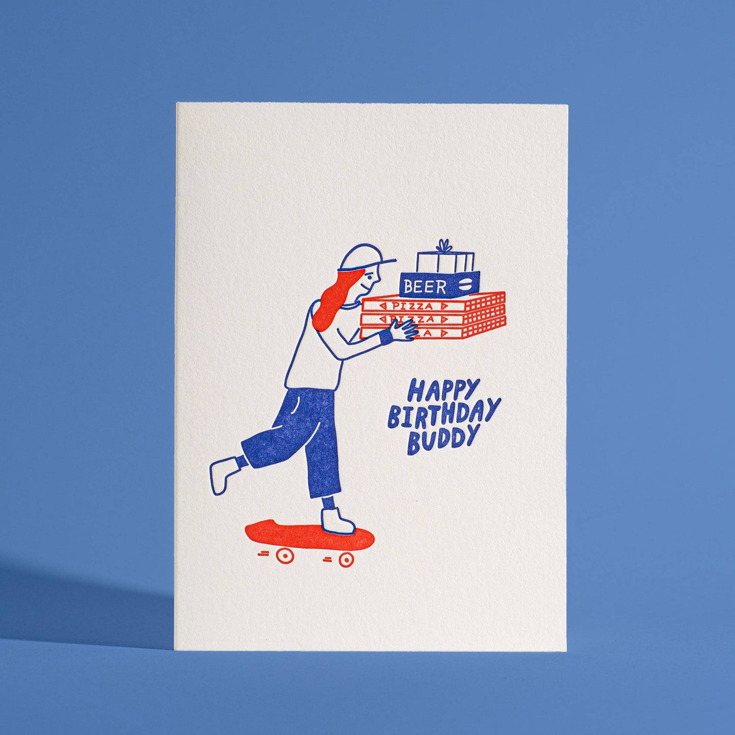 Happy Birthday Buddy Letterpress Greeting Card