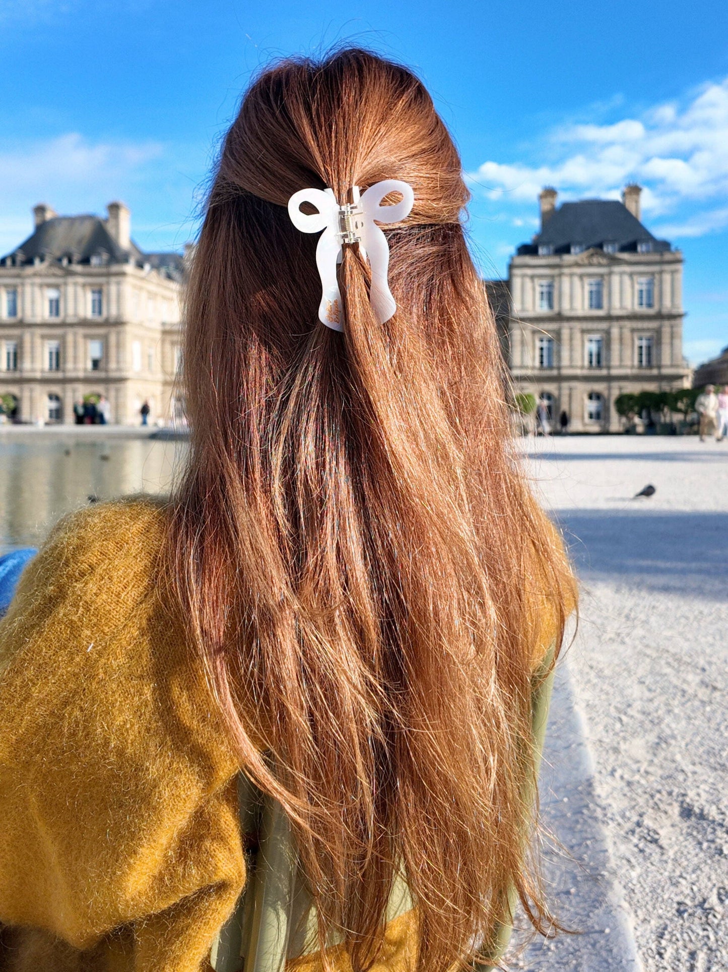 Hand-painted Coquette Bow Claw Hair Clip | Eco-Friendly: Red Plaid