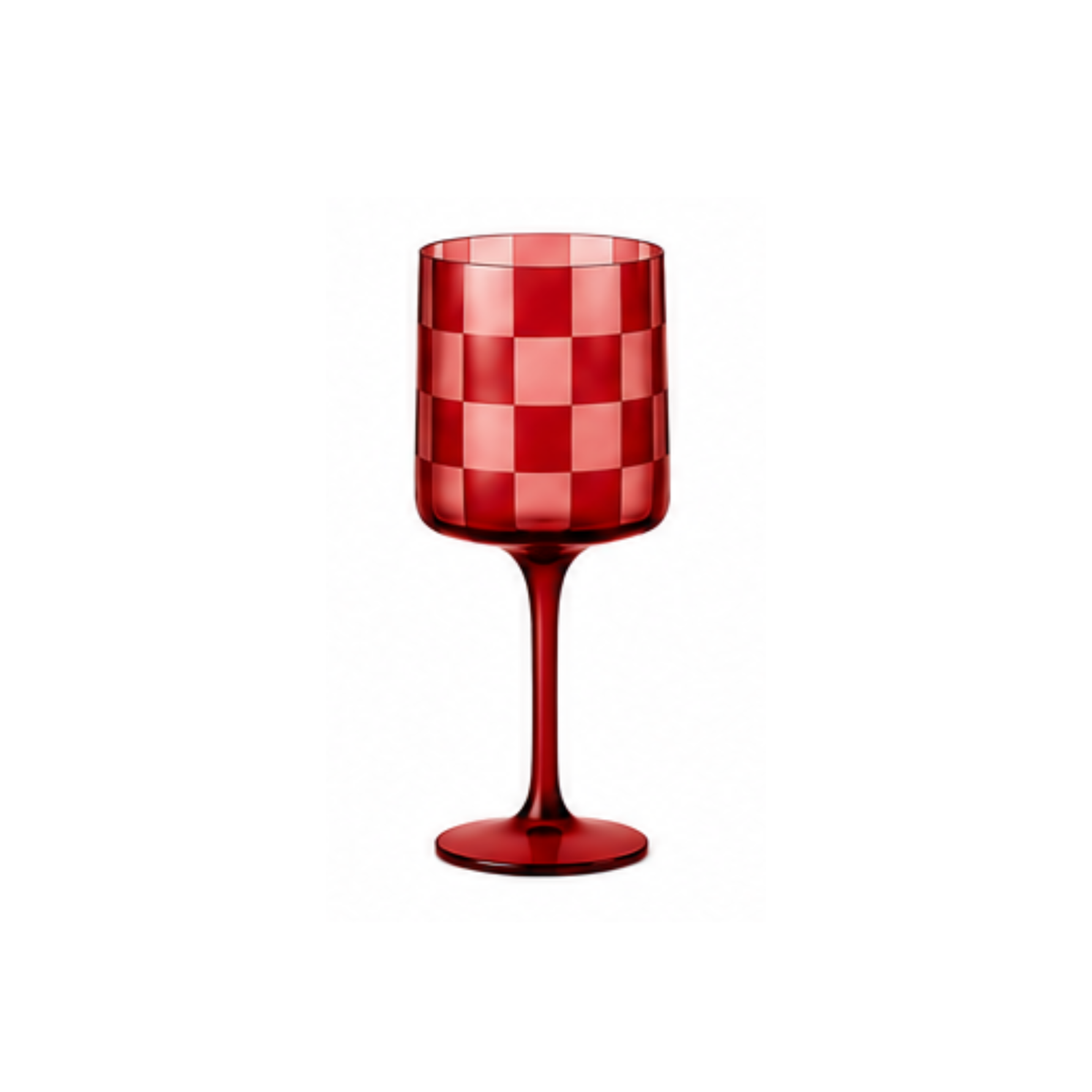 Checkered Wine Glass: Butter Yellow
