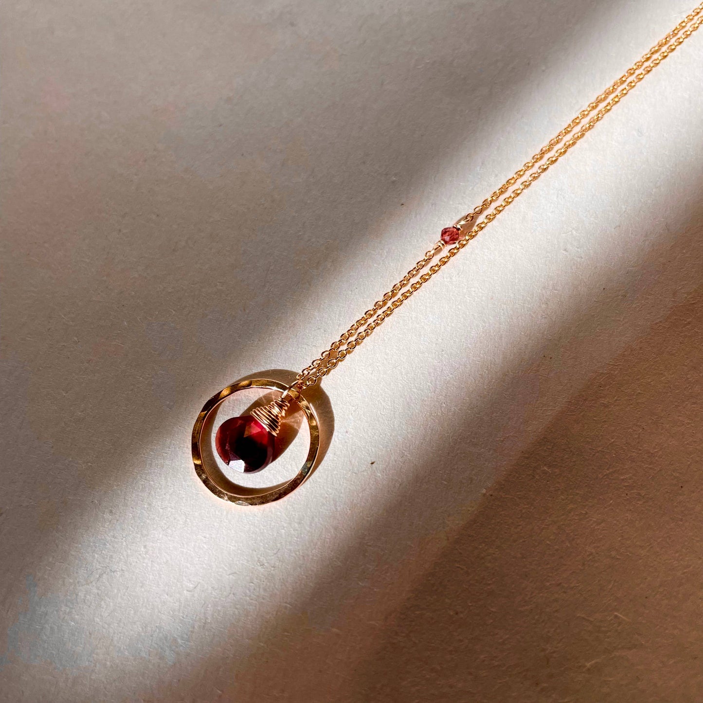 Single Circle and Stone Necklace: Gold Filled / Smokey Quartz