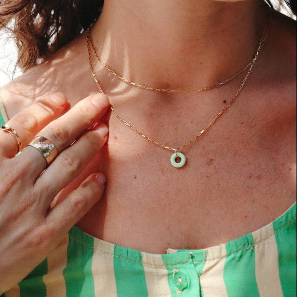 Full Circle Pendant: 14k Gold Fill / Chrysoprase / 16"