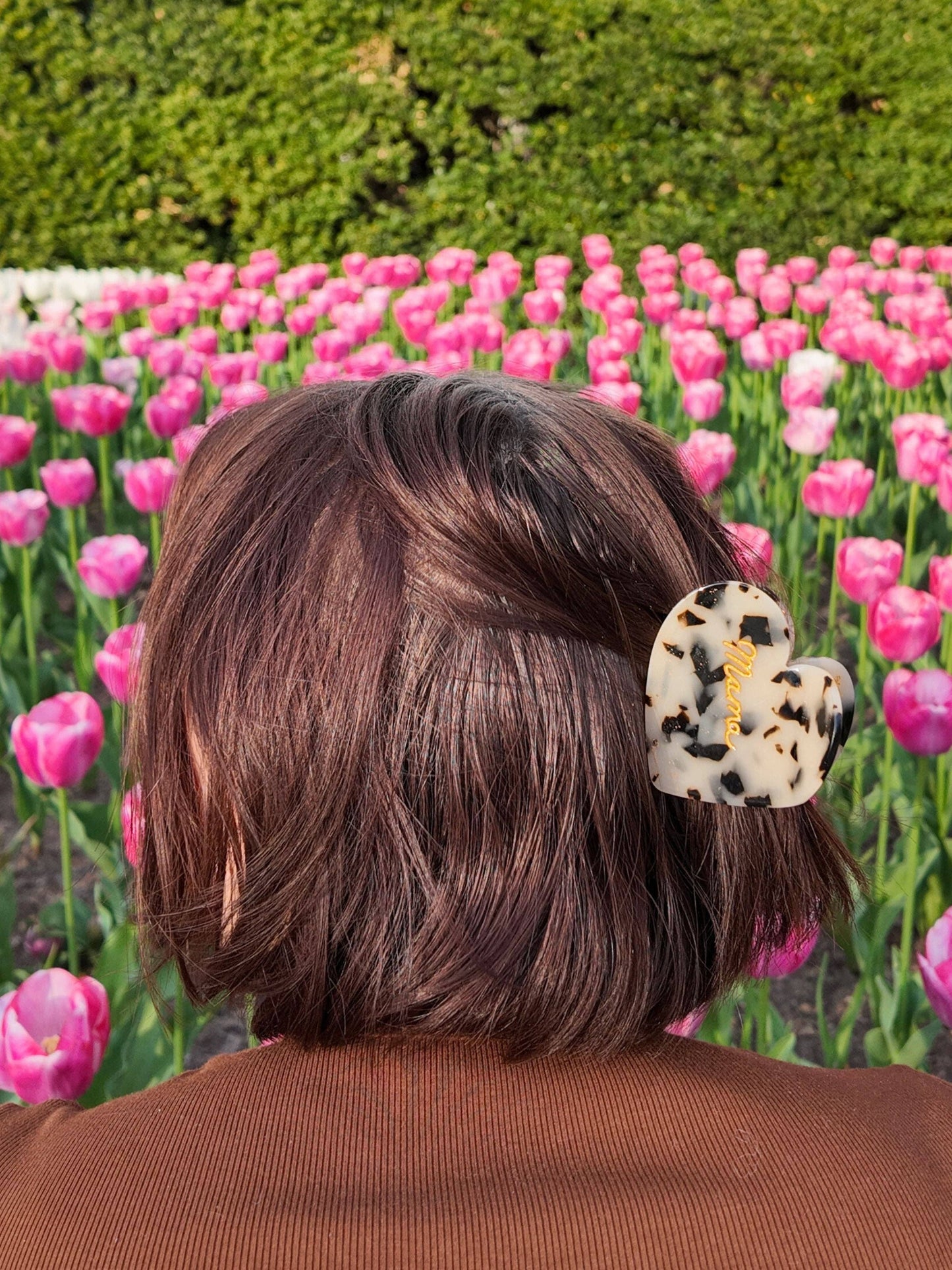 Hand-Painted Mama Heart Acetate Claw Hair Clip | Eco-Friendly: Leopard