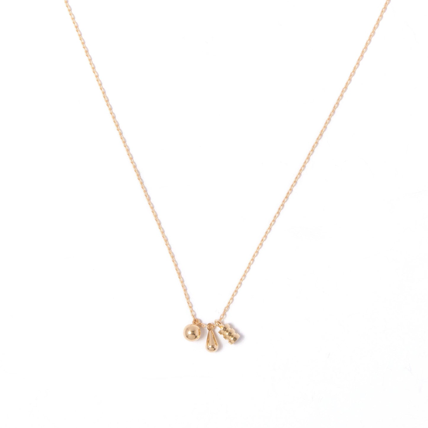 Tiny Brass Shapes Necklace: 17"