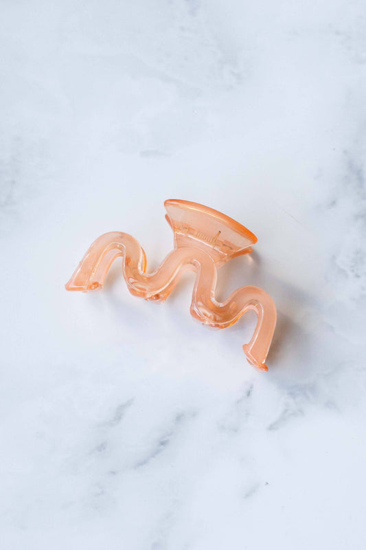 Glossy Waves Hair Claw Clip: Orange
