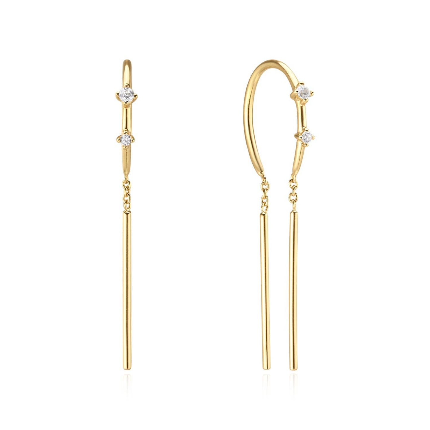Mila Threader Huggies: Cubic zirconia / Long