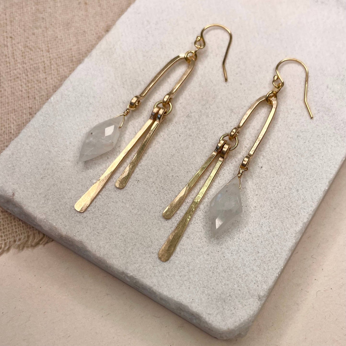 Diamond and Tine Earring: Sterling Silver / Moonstone