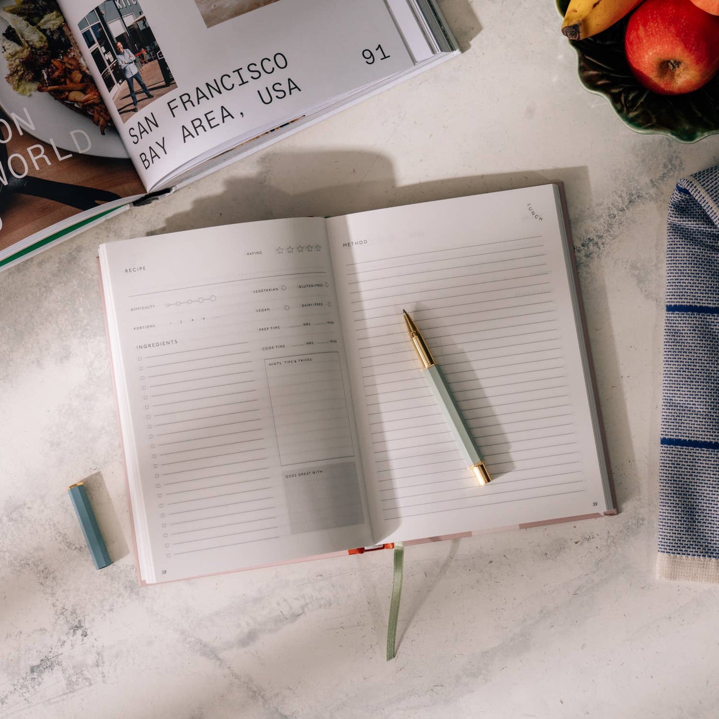 Guided Recipe Journal, A5 Hardcover - Al Fresco