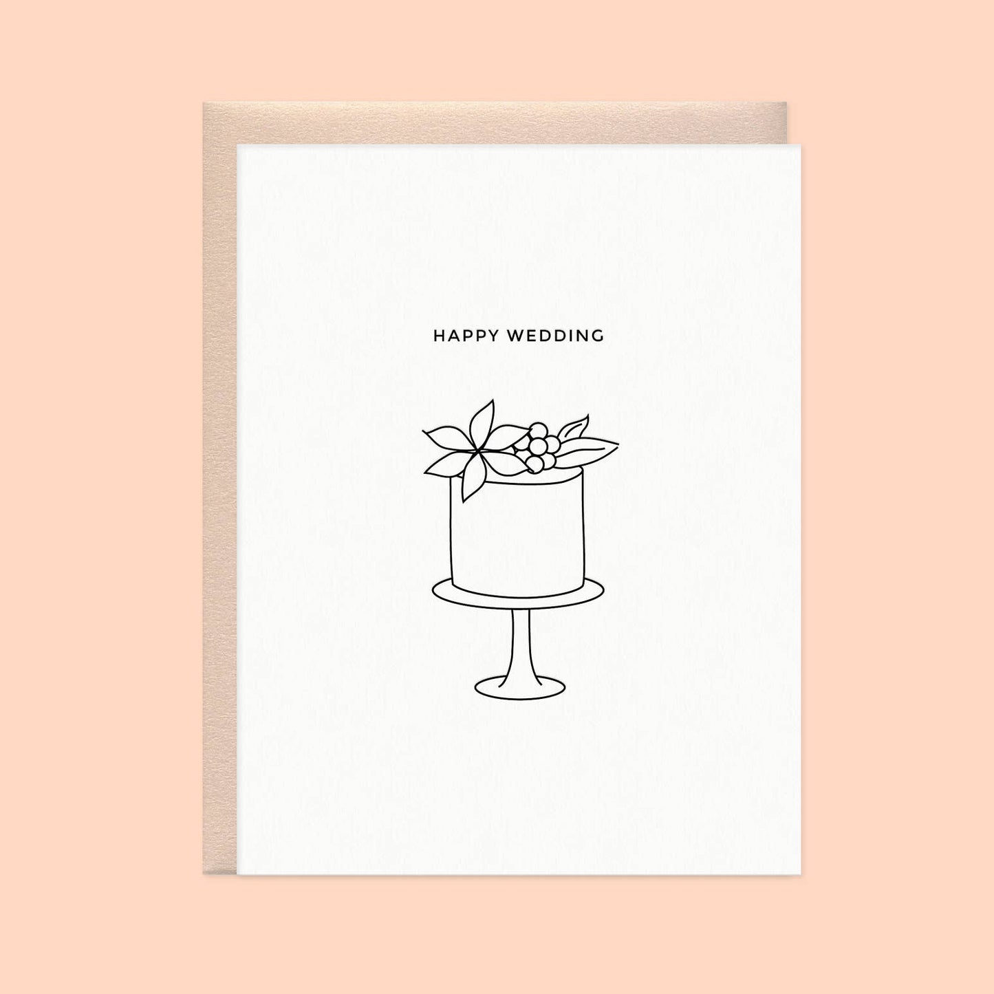 Linework Wedding Cake Letterpress Greeting Card