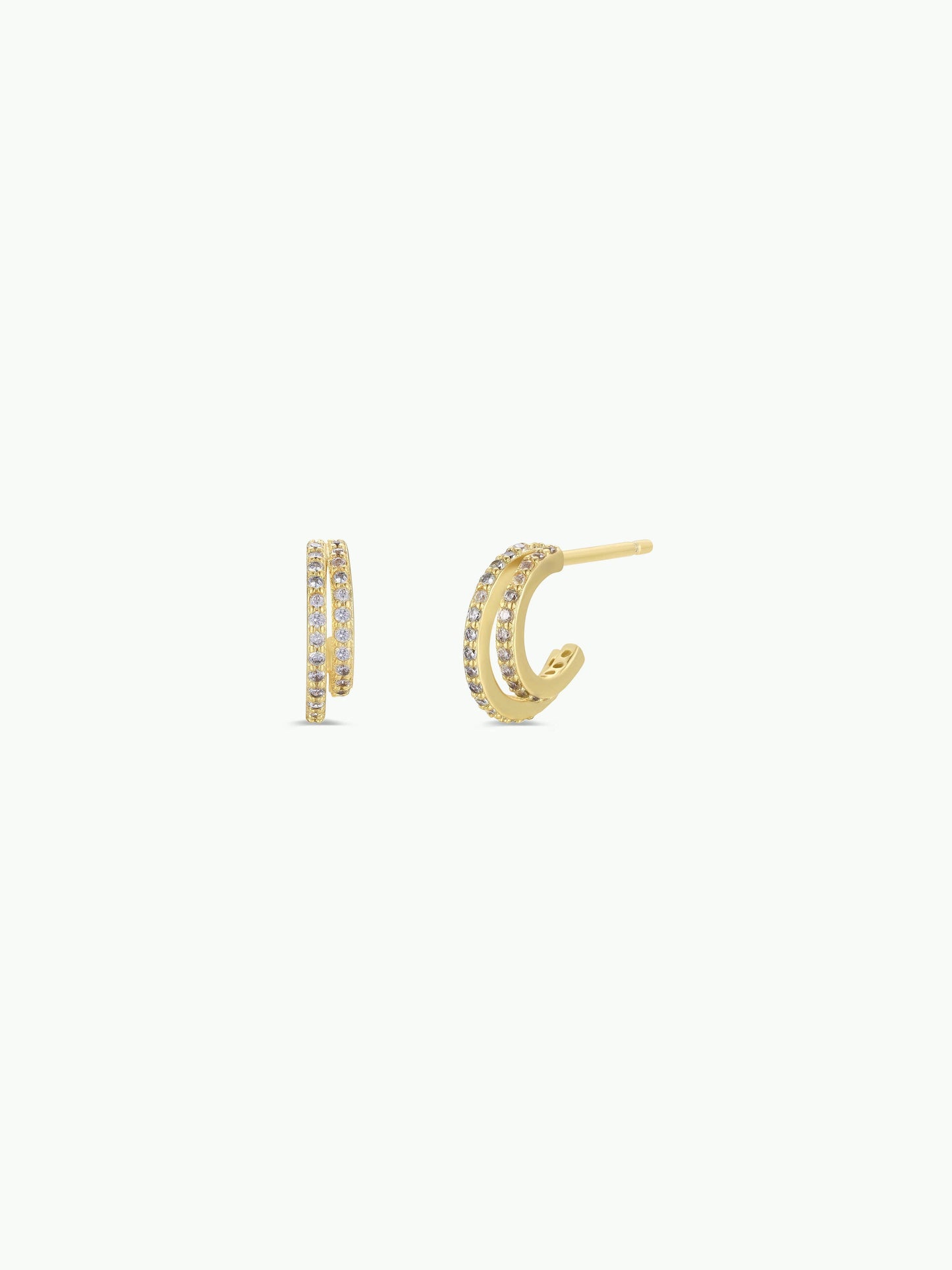 Double Champagne Hoop - Gold Earrings