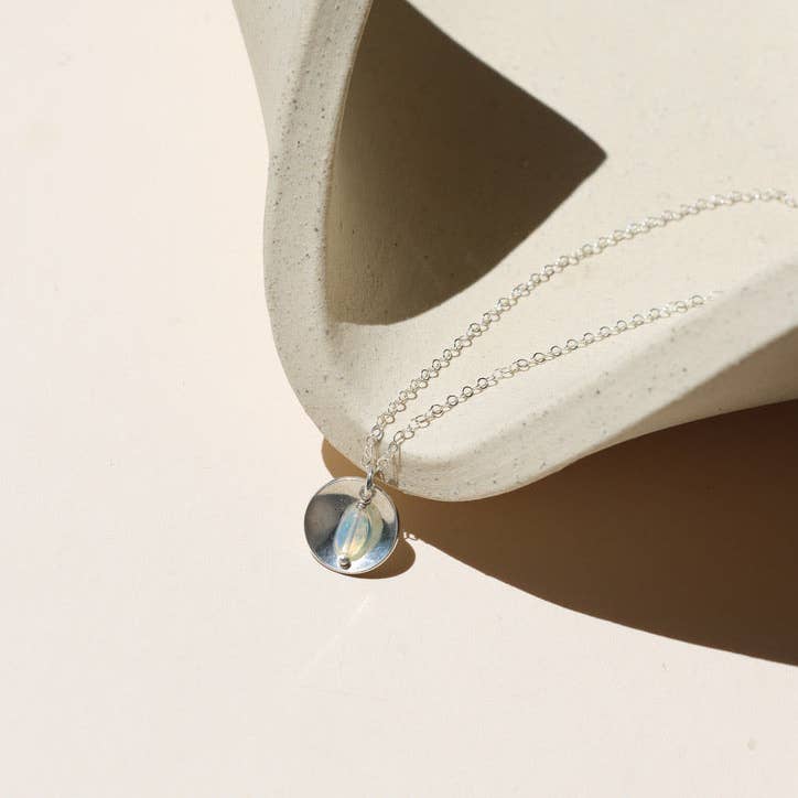 Cove Necklace with Opal Drop: Sterling Silver / 16"
