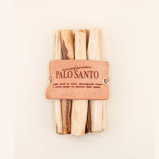 Leather-Wrapped Ecuadorian Palo Santo Smudge Stick | Set of 8