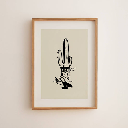 Desert Cowgirl Minimal Western Art Print Vintage Home Decor | Medium