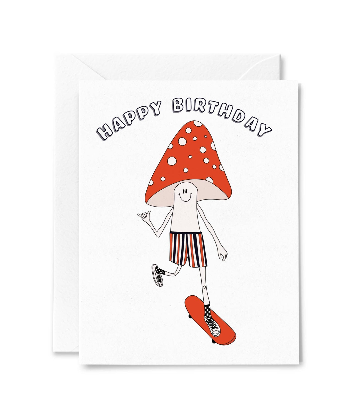 Mushroom Skating Birthday Card