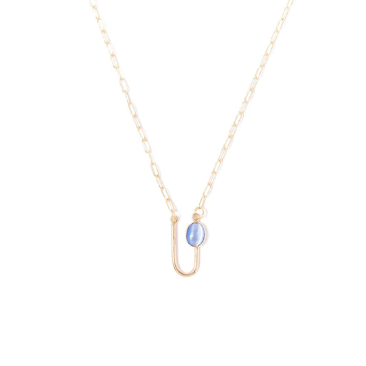 Blue Moonstone Asymmetrical Arch Necklace: 17"
