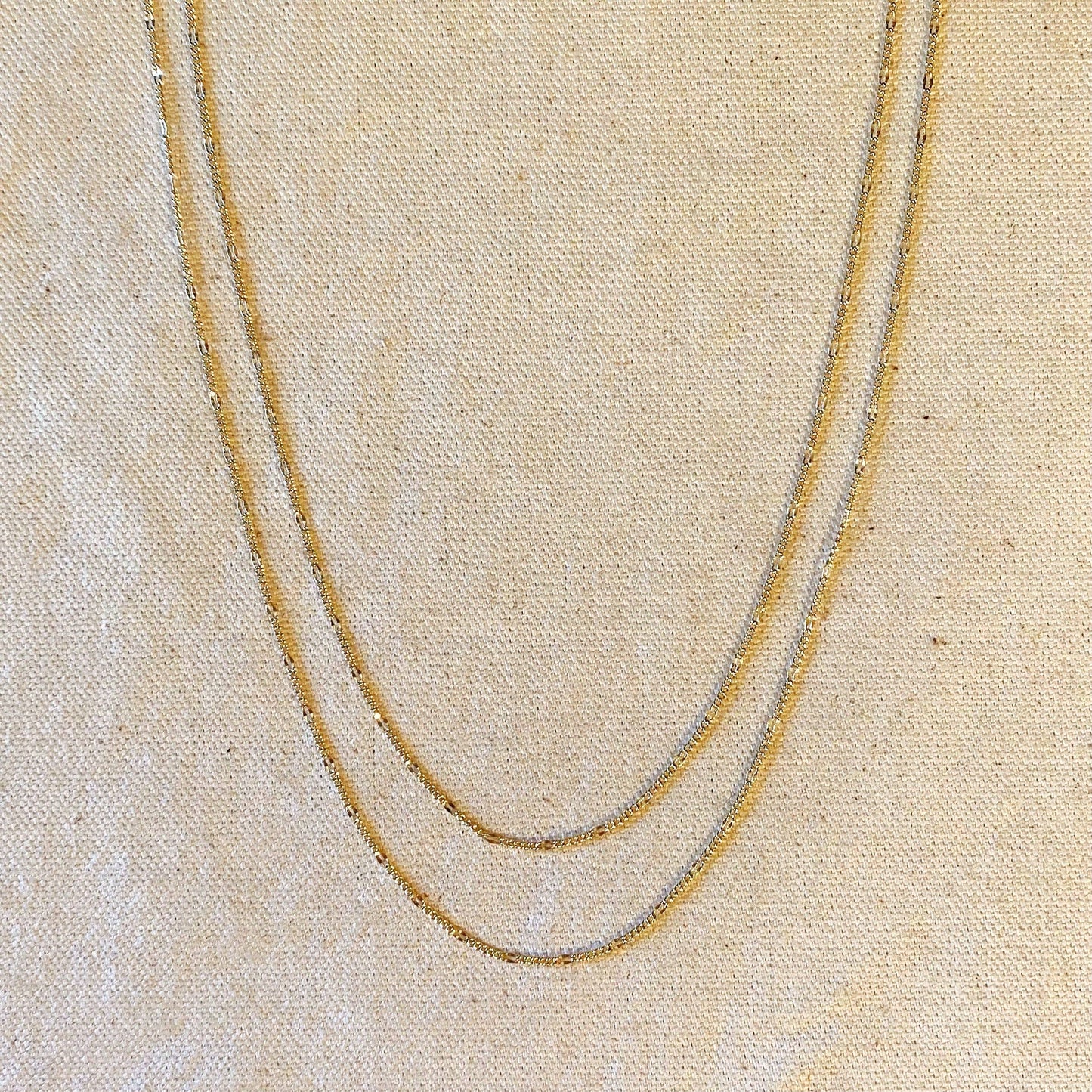 18k Gold Filled Beaten Figaro Chain | 16 inches