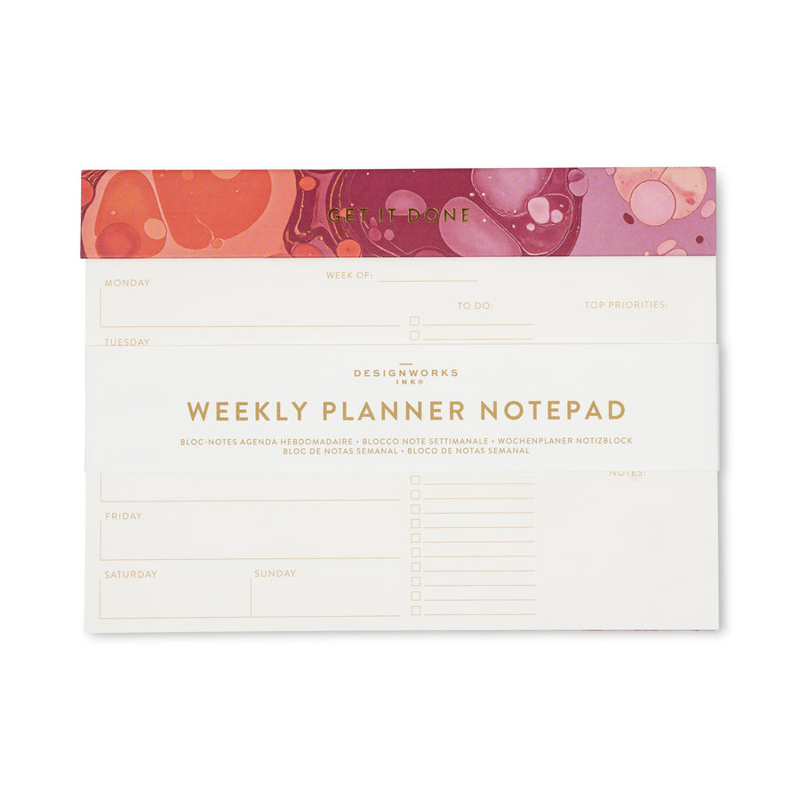Weekly Planner Notepad | Cherry Peach Marbling