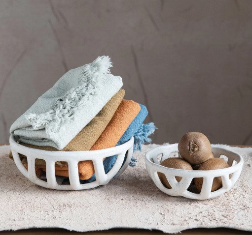 Handmade Stoneware Basket Bowls