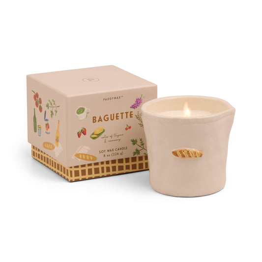 Paddywax Bistro 8 oz White Ceramic Candle | French Baguette