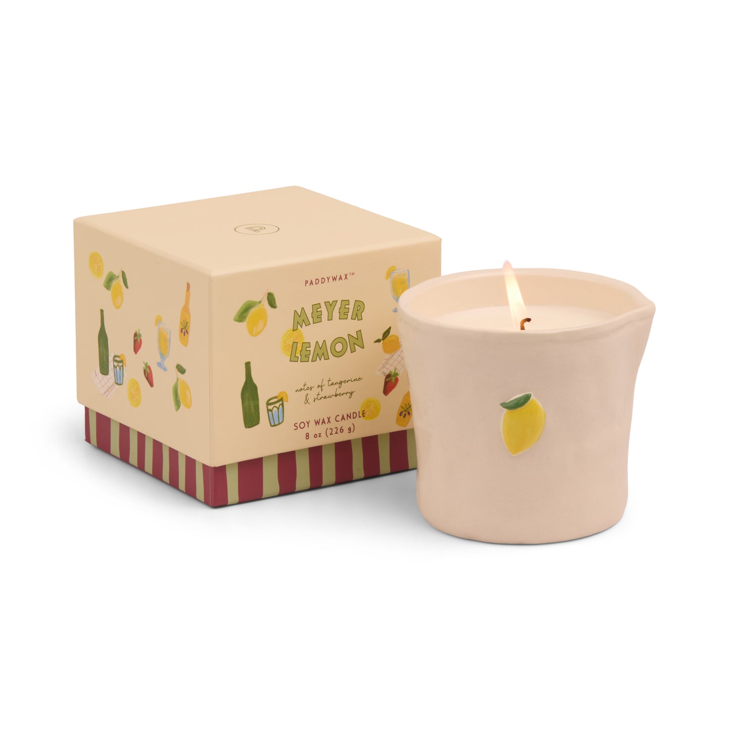 Paddywax Bistro 8 oz White Ceramic Candle | Meyer Lemon