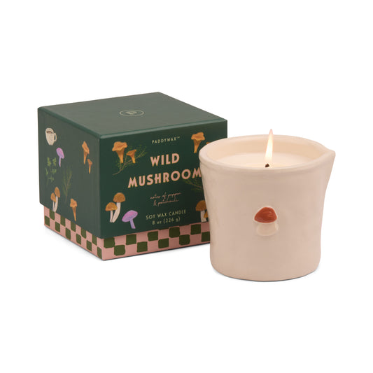 Paddywax Bistro 8 oz White Ceramic Candle | Wild Mushroom