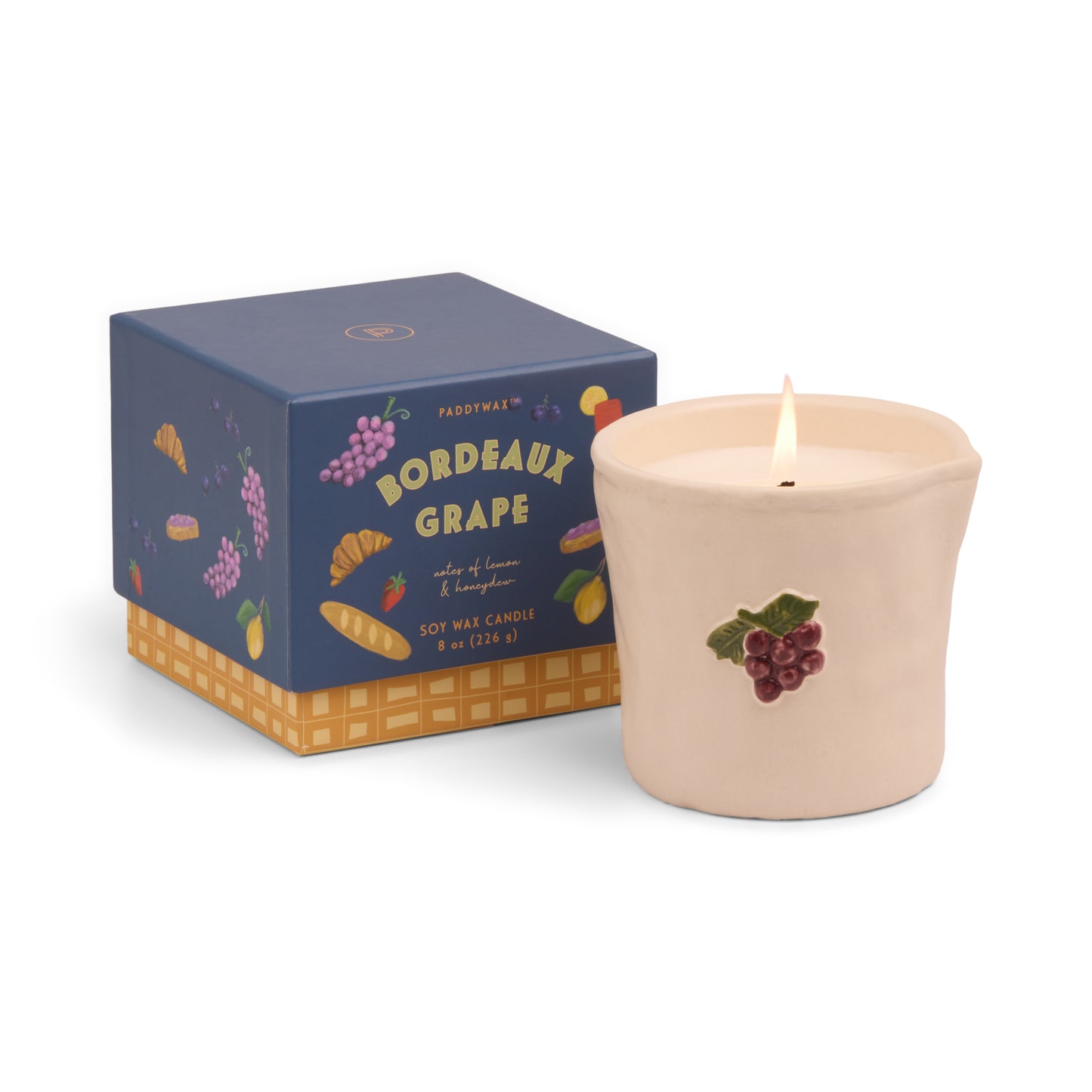Paddywax Bistro 8 oz White Ceramic Candle | Bordeuax Grape