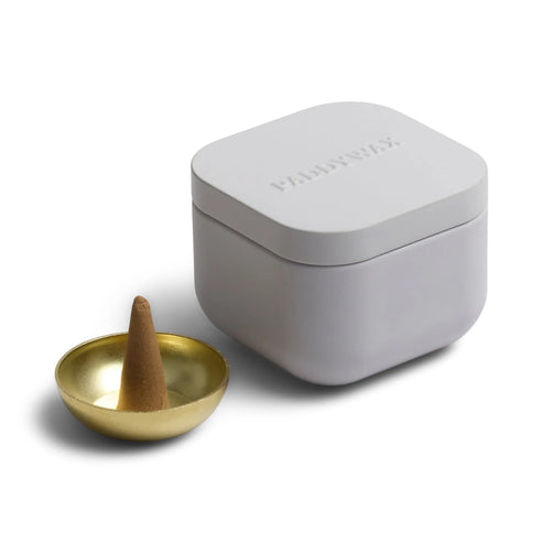 Paddywax Cubed Metal Tin Incense | Cream Cotton + Teak