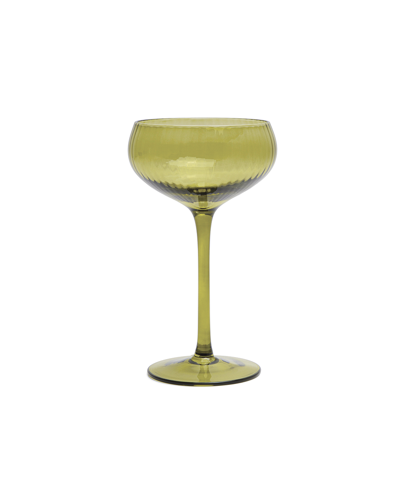 The Lou Coupe Glass | Olive | Set of 2