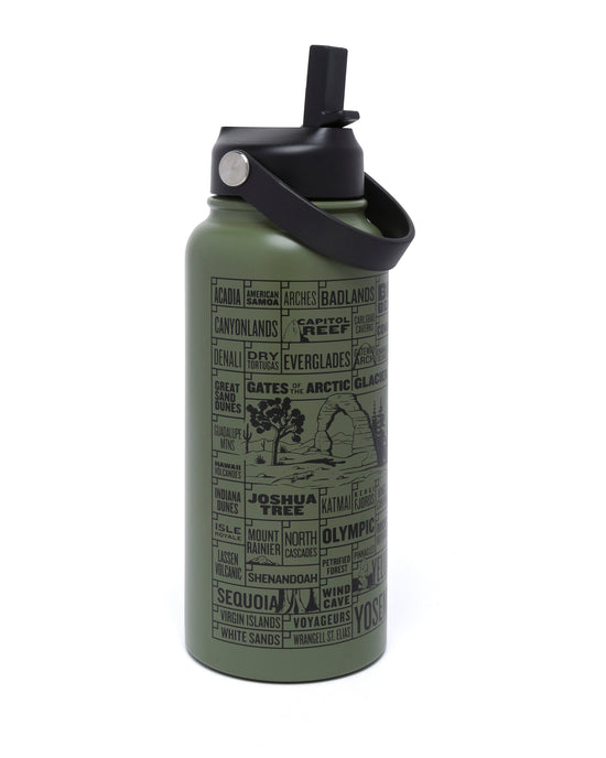 National Parks of the USA Checklist 32 oz Insulated Water Bottle