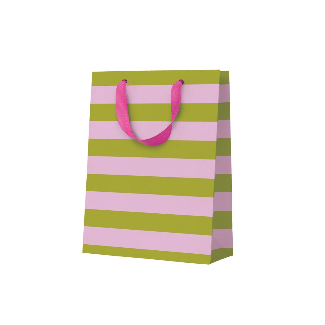 Medium Gift Bag | Green and Pink Stripe