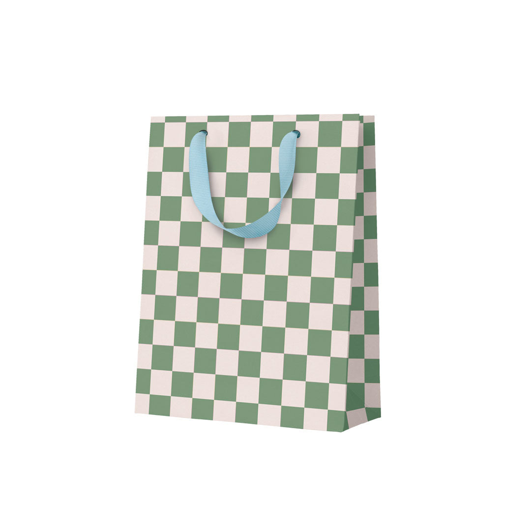 Medium Gift Bag | Khaki Checkerboard