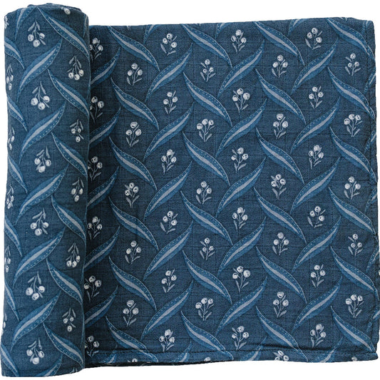 Navy Berry Muslin Swaddle