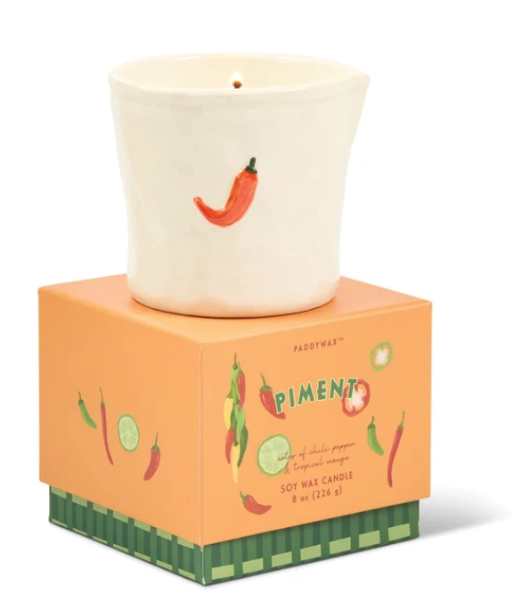 Paddywax Bistro 8 oz White Ceramic Candle | Chili Pepper & Mango