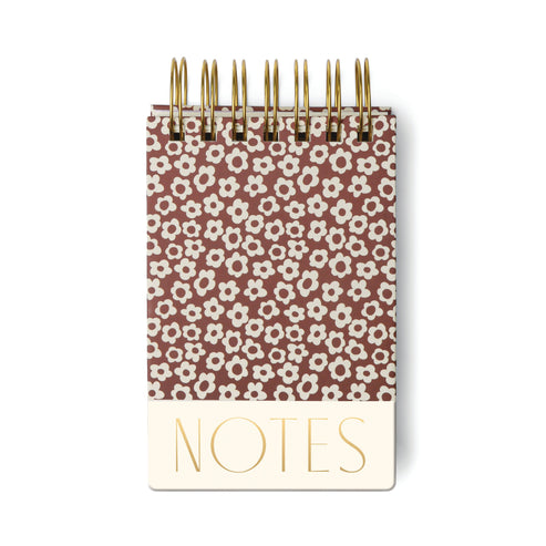 Twin Wire Chunky Notepad | Burgundy Groovy Floral